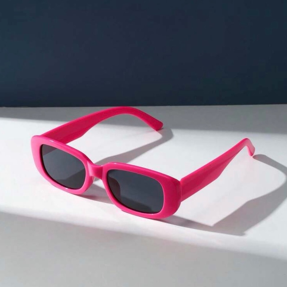 Pink Retro Rectangle Sunglasses - UV Protection